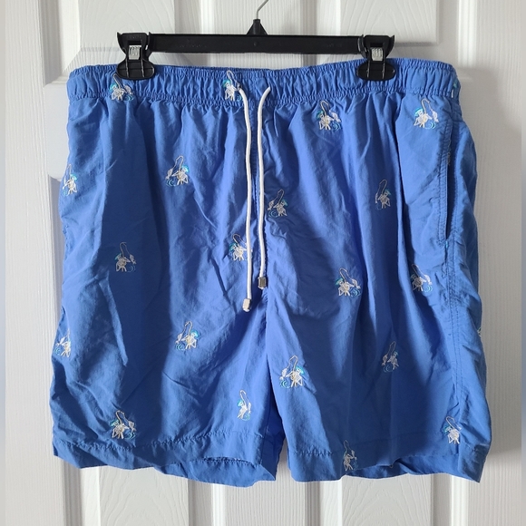J.Mclaughlin Embroidered Skeleton Swim Trunks - Picture 1 of 5